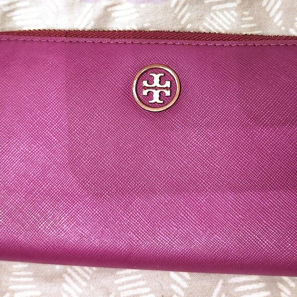 Tory Burch Handbags - Tory Burch Saffiano Leather Long Wallet - Magenta Pink - EUC